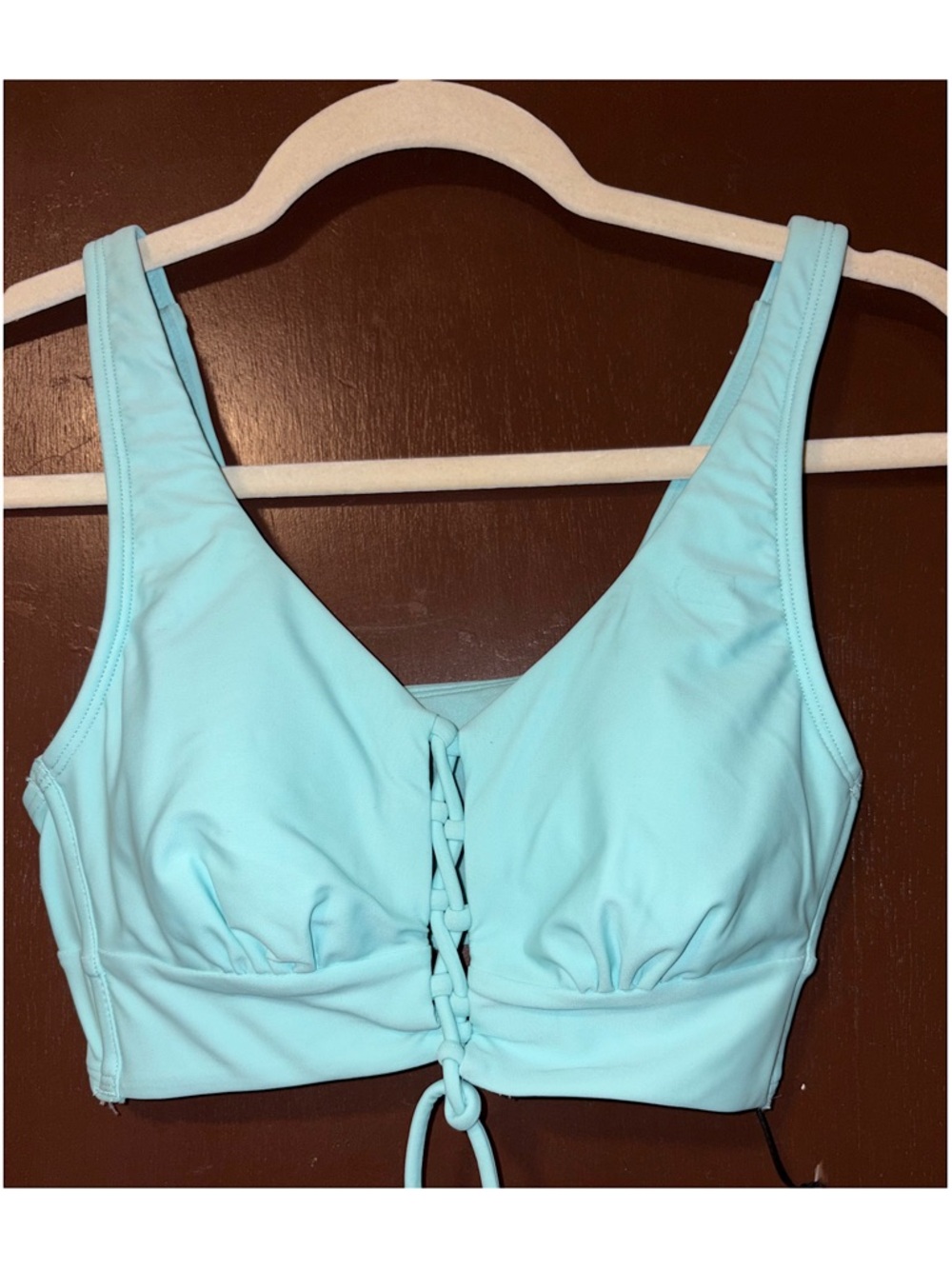 Shade & Shore Lace-Up Bikini Top (Light Blue - Small)